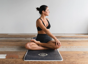woman in yoga seession